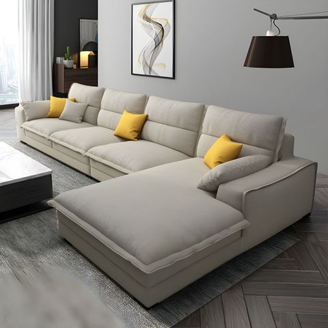 Linen Sectional Sofa L-Shape Stationary Sectional Sofa,Pillowed Back Cushions - Light Gray Foam ... throughout Essick Sectional Sofa, Light Gray Linen